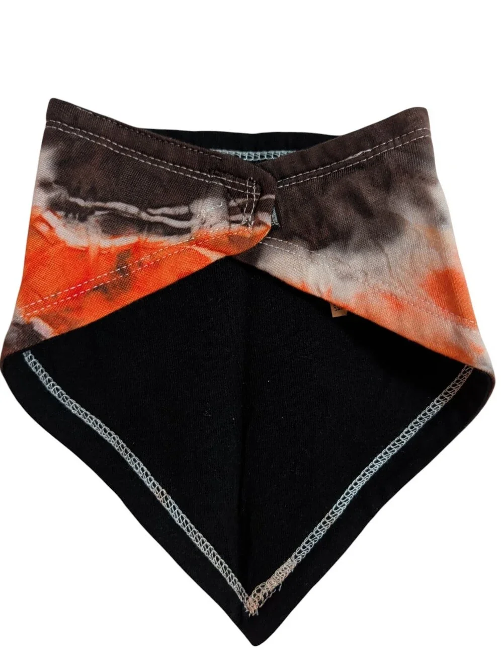 NWOT Tie-Dye Triangle Pet Bandana / Baby Bandaid Bib in Orange Black And White